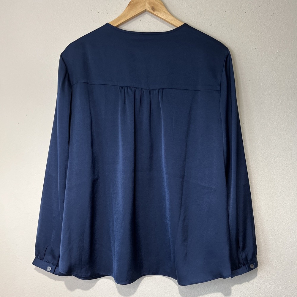 J. Jill Navy Pintuck Button-Front Blouse - Picture 10 of 12